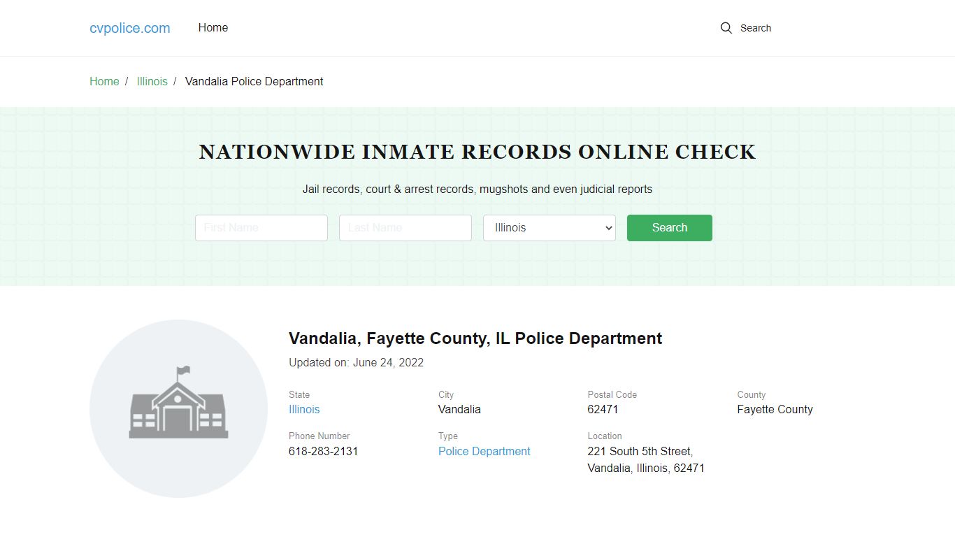 Vandalia, IL Police - City Jail Inmates, Arrests