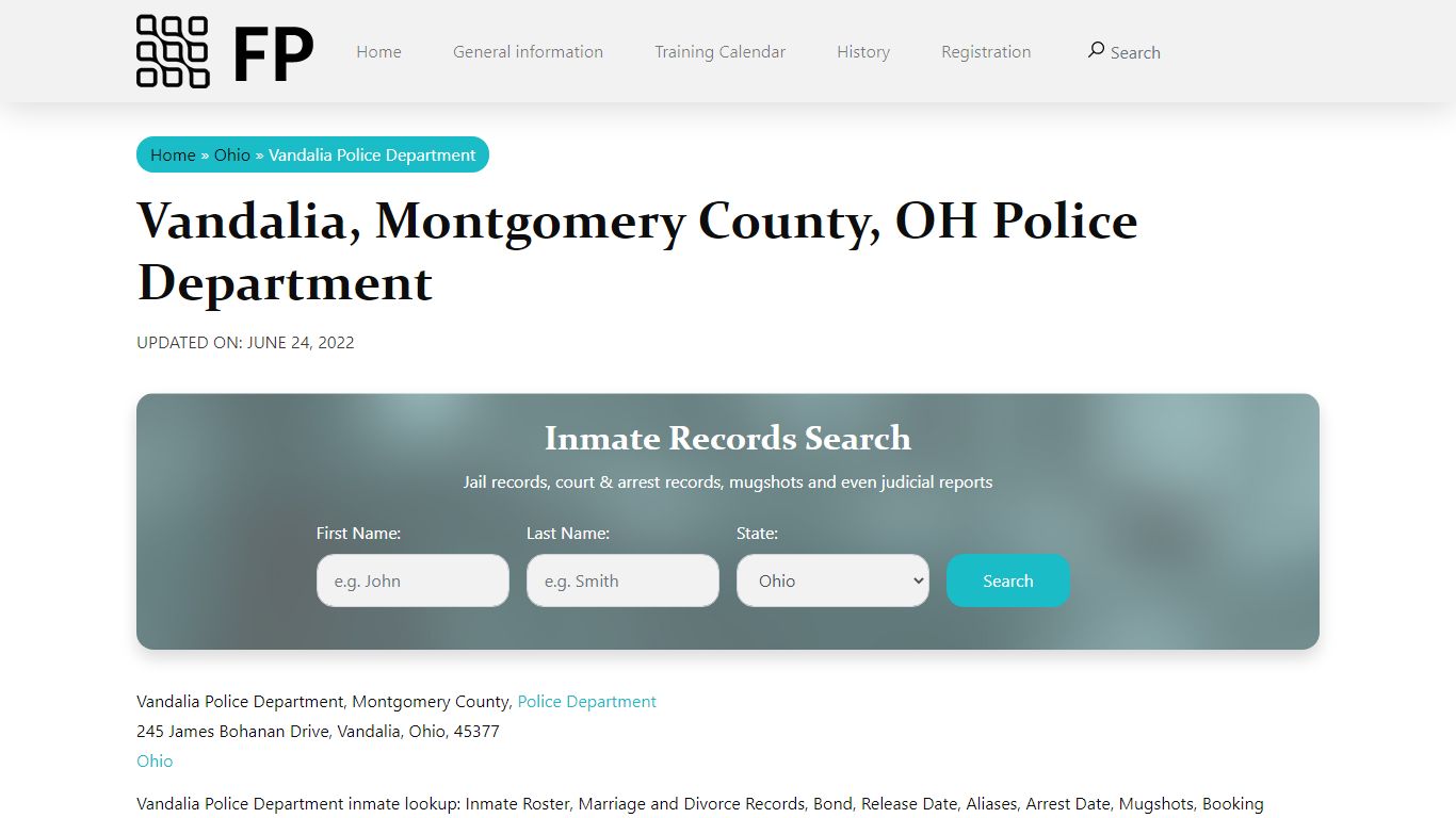 Vandalia, OH Police - City Jail Inmates, Arrests